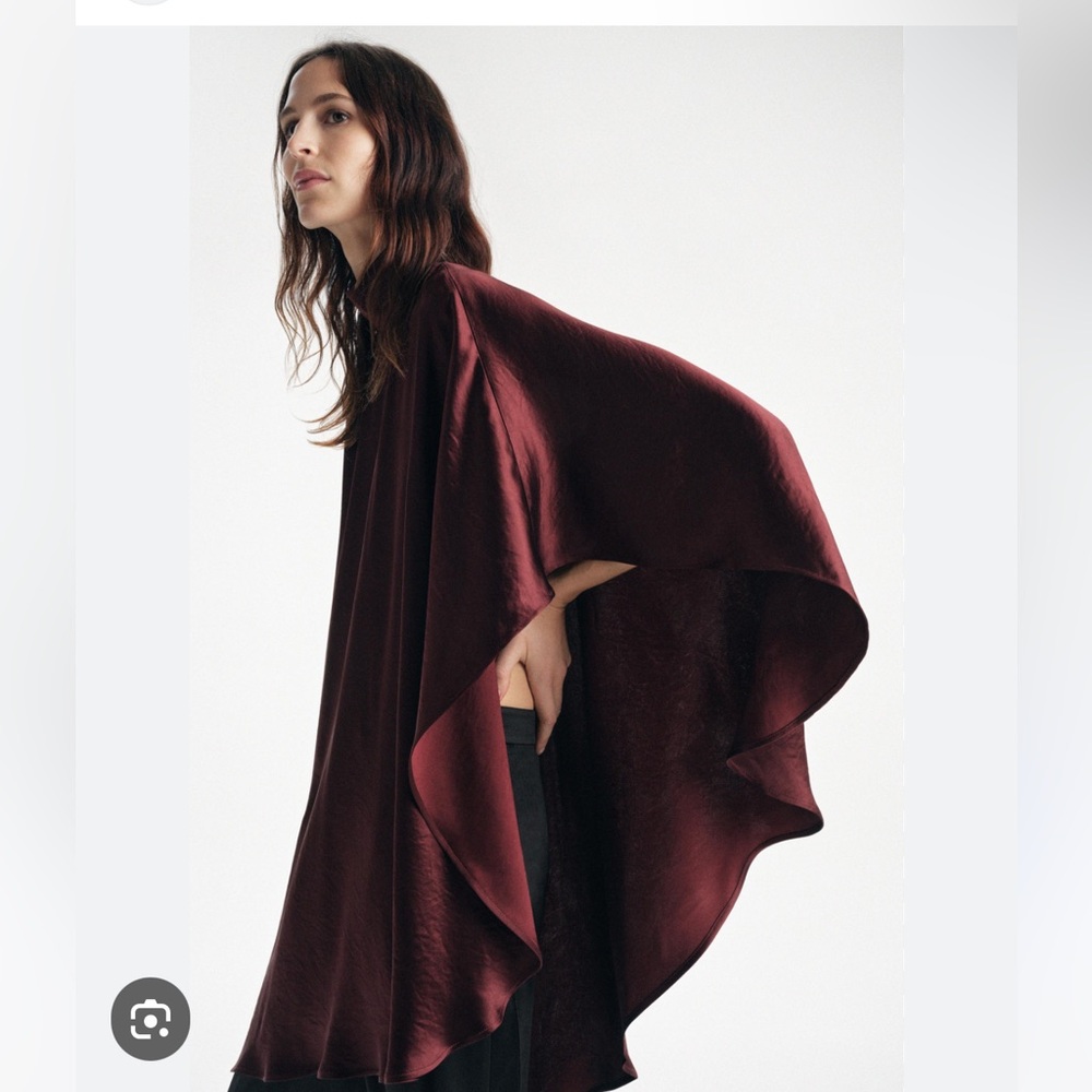 Zara Burgundy Satin Cape